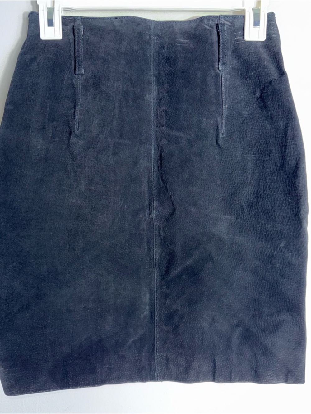 Vintage Express Suede Skirt-Straight Pencil Style-Black-Above Knee-Size 7/8